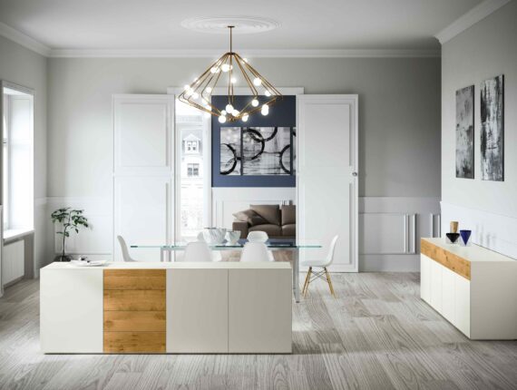 pure Sideboard weiss und Holzoptik