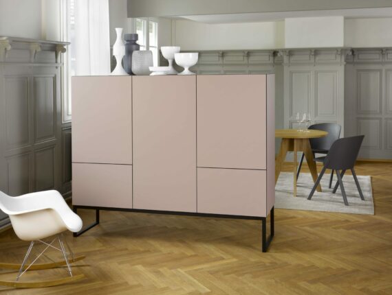pure Sideboard hoch pastell rosa mit Fuessen